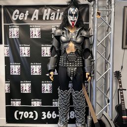 Gene Simmons watching me get a haircut....