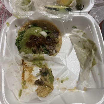 Tacos Gonzalez - What was left of my 3 carne asada tacos - Tacos Near Me - Hayward, California