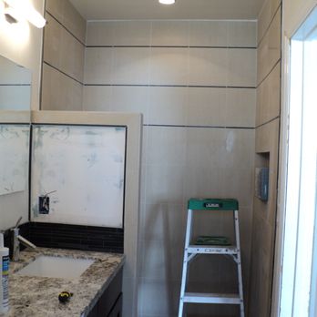 Aloha Handyman - Bathroom remodel with granite countertops, backsplash, ribbons and some beautiful porcelain tile. - Handyman Near Me Aloha Handyman - Bathroom remodel with granite countertops, backsplash, ribbons and some beautiful porcelain tile. - Handyman Near Me