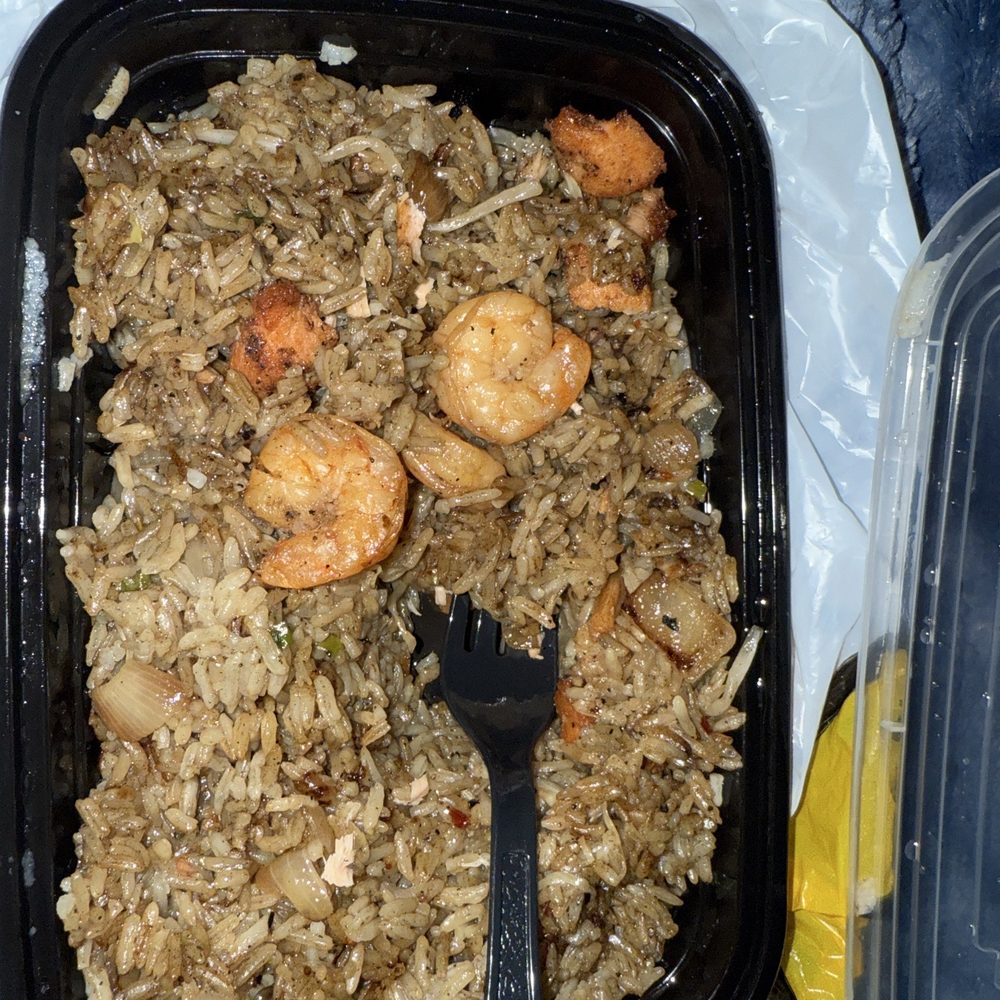 Salmon and shrimp fried rice