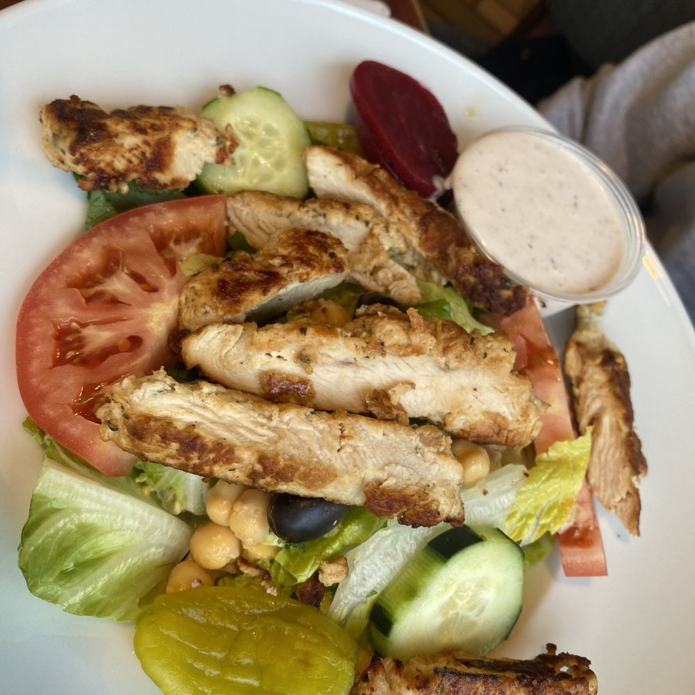 Salad with grilled chicken, homemade dressing