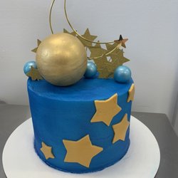 Ingrid's Cupcakes & Confections - Blue and gold night sky cake