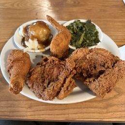The half fried chicken.