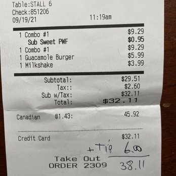 Boomer's Drive In - Our receipt - Burgers Near Me - Bellingham, Washington