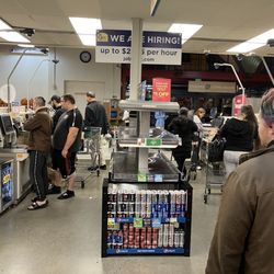 QFC - In the evening hours, the self check kiosks can get quite crowded.