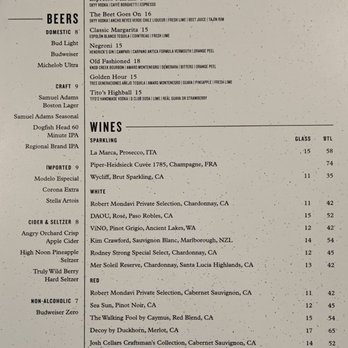Cru Bistro - Drinks menu - American Near Me - San Diego, California