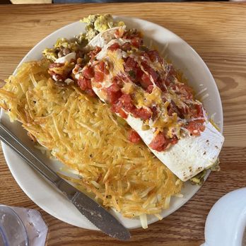 Loula's Cafe - Breakfast burrito w/ hasbrowns - Breakfast & Brunch Near Me - Whitefish, Montana