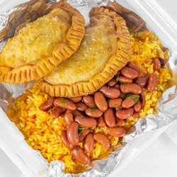 Our empanada meal. Choose between beef chicken or pork empanadas. Served with Spanish rice & beans.