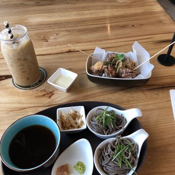 Sugar Pine - Cold Soba, Chicken Karaage and Iced Almond Latte - Japanese Near Me - Austin, Texas