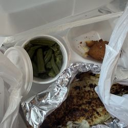Rock Bottom Seafood & Grill - Grilled Manga, Green Beans and Hush Puppies
