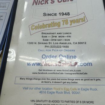 Nick's Cafe - Diners Near Me - Los Angeles, California Nick's Cafe - Diners Near Me - Los Angeles, California