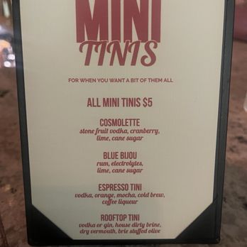 Somerset Bar - Mini Tini menu - Beer Gardens Near Me - Cincinnati, Ohio