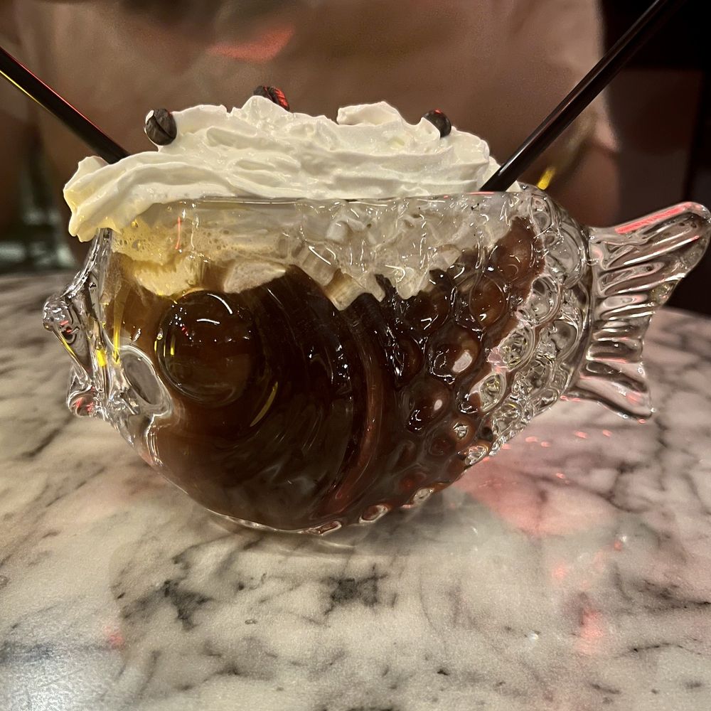 Hazelnut espresso martini in their "Fishbowl" Hazelnut espresso martini in their "Fishbowl"