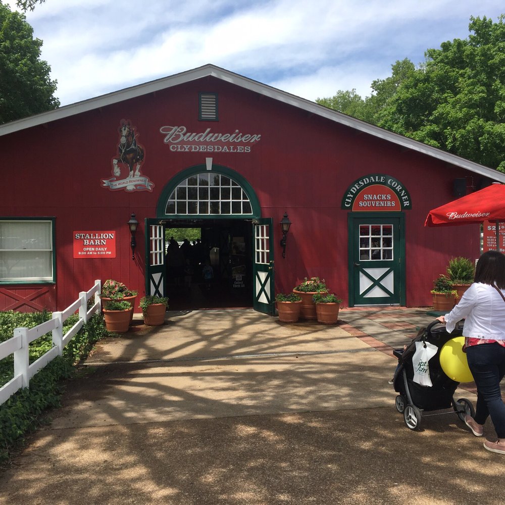 Grant's Farm - Clydesdale stables off the parking lot - Attraction Farms Near Me - St. Louis, Missouri