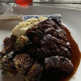 Hanger steak with brussels sprouts. Delicious. Hanger steak with brussels sprouts. Delicious.