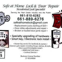 Safe At Home Locks & Door Repair - Services offered
