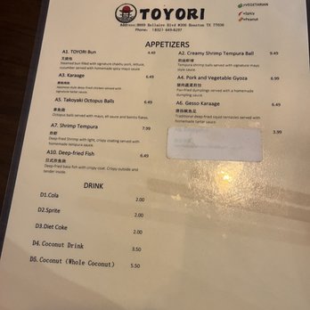 Toyori - Menu - Ramen Near Me - Houston, Texas