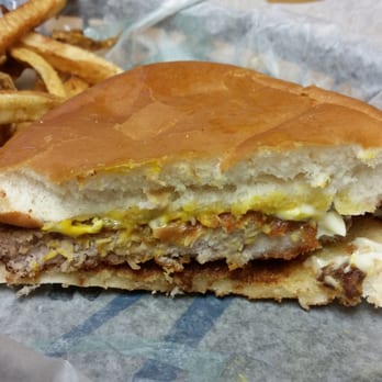 Desperado's - 1/2 of a fried tenderloin sandwich.   They are huge and amazing!   Best we've had! - American Near Me - Huntsville, Ohio