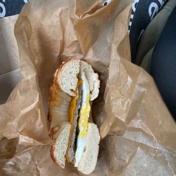 Einstein Bros. Bagels - Turkey sausage one egg sandwhich - Bagels Near Me - Mansfield, Texas