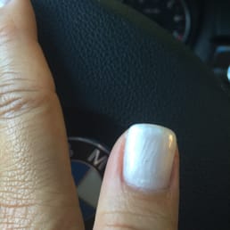 Even after buffing it twice, there's still air bubbles & uneven thickness. WORST NAIL JOB!!!!!!!!!
