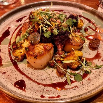 Rustic Root - Maine Seared Scallops (made gluten free and dairy free) - Cocktail Bars Near Me - San Diego, California Rustic Root - Maine Seared Scallops (made gluten free and dairy free) - Cocktail Bars Near Me - San Diego, California