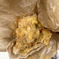 Bend Breakfast Burrito - Where's the bacon? Mushy eggs.