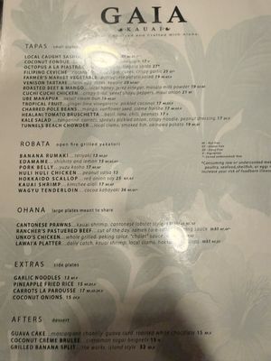 Menu photo 3 Gaia Hanalei, HI