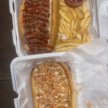 Ur Stop Food Truck - Philly Cheesesteak w/ fries and a Salmon Cheesesteak! - Hot Dogs Near Me - Houston, Texas Ur Stop Food Truck - Philly Cheesesteak w/ fries and a Salmon Cheesesteak! - Hot Dogs Near Me - Houston, Texas