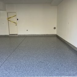 A1 Concrete Coatings - Finished product with our 1/4 flake system in "Cresent moon"