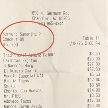 Nando's Mexican Cafe - Our bill - Mexican Near Me - Chandler, Arizona