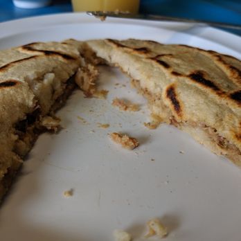 Los Planes De Renderos Pupuseria - Chiccarones pupusa - 3 stars. Meat too soft, no texture. Mon lunch 2019-07-29 - Salvadoran Near Me - San Francisco, California