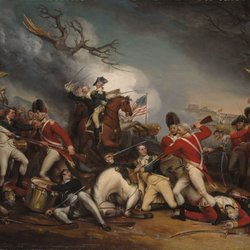 Dr Hugh Mercer - The Death of General Mercer at the Battle of Princeton, January 3, 1777 by John Trumbull. George Washington is the figure on the horse.