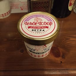 Boozy ice cream, lightly lavender flavoured with a shot of vodka in it.