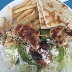 Akropolis Cafe - The number #13. Souvlaki Shishkabob Platter. Holy mackerel.