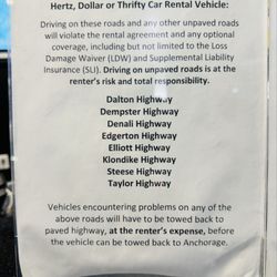 Thrifty Car Rental - Prohibited highway