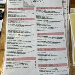 Brunch menu