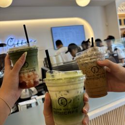 Strawberry Matcha, Coconut Matcha, and Black Sesame Coffee Strawberry Matcha, Coconut Matcha, and Black Sesame Coffee