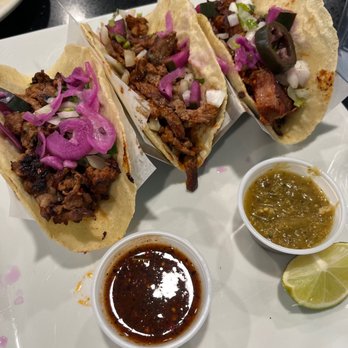 El Rey Tequila - Three different types of street tacos. - Mexican Near Me - Colonial Heights, Virginia