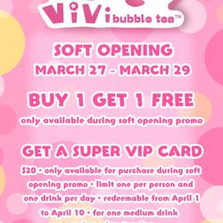 Vivi Bubble Tea - Buy one get one free. And more deals