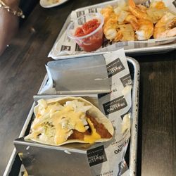 The Rolling Grill Pit Beef & Catering - Rockfish Tacos and steamed shrimp