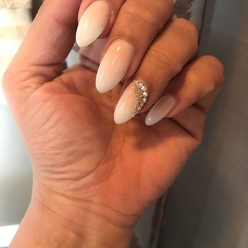 Professional Nail & Spa - Almond nails- Ombre'with jewel design - Nail Salons Near Me - Long Beach, California Professional Nail & Spa - Almond nails- Ombre'with jewel design - Nail Salons Near Me - Long Beach, California