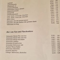 Gaststätte Burg Waldeck - Getränkekarte