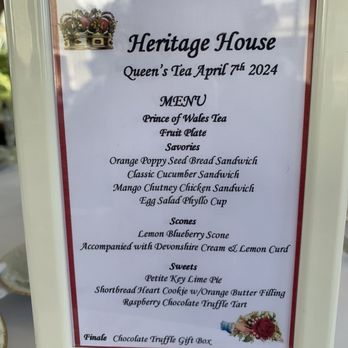 Heritage House - The menu. Everything was so good! - Museums Near Me - Riverside, California Heritage House - The menu. Everything was so good! - Museums Near Me - Riverside, California