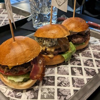 The Burger Room - Three sliders. Each a different burger. - Burgers Near Me - Amsterdam, New Hampshire The Burger Room - Three sliders. Each a different burger. - Burgers Near Me - Amsterdam, New Hampshire
