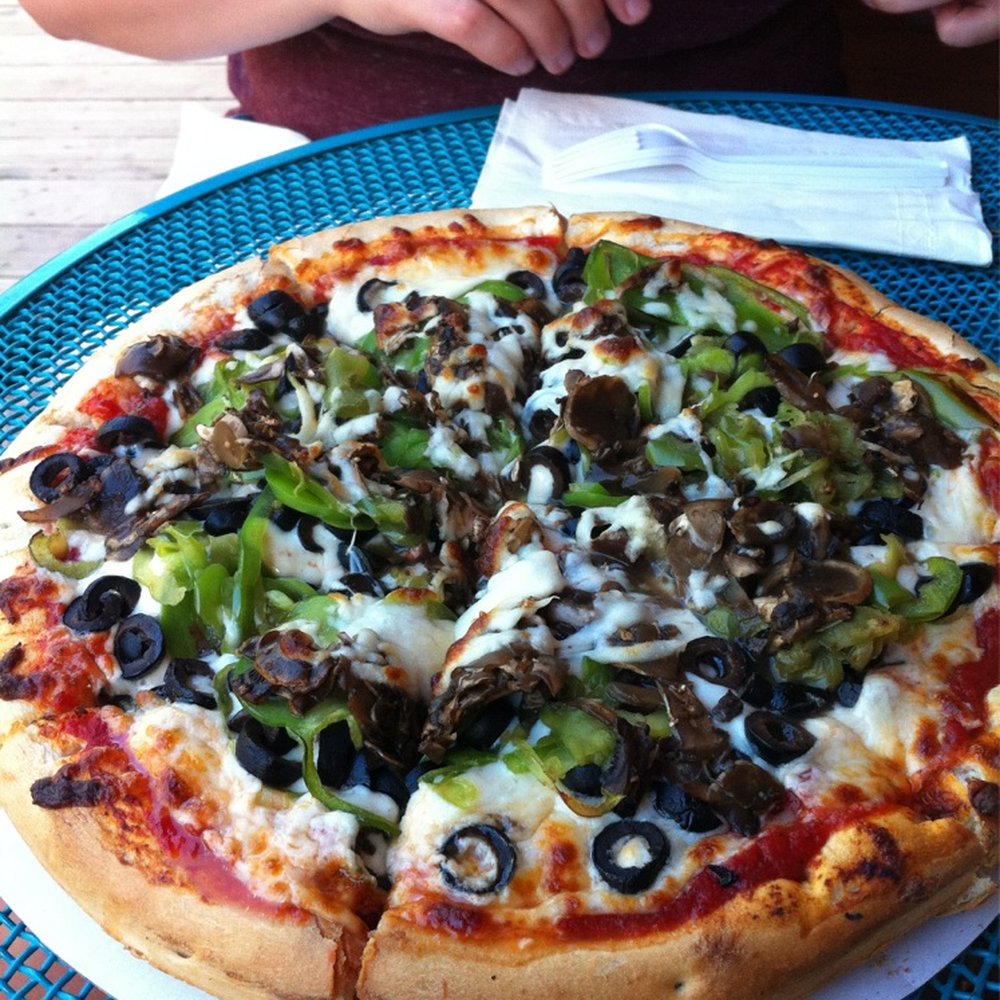 Mt Lemmon Cookie Cabin - Pizza with olives, mushrooms, and green peppers - Pizza Near Me - Mount Lemmon, Arizona