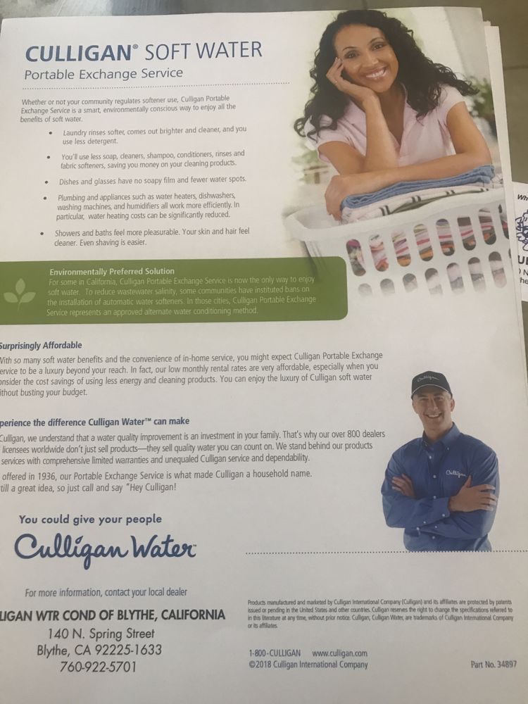 CULLIGAN WATER OF BLYTHE Updated May 2025 140 N Spring St, Blythe