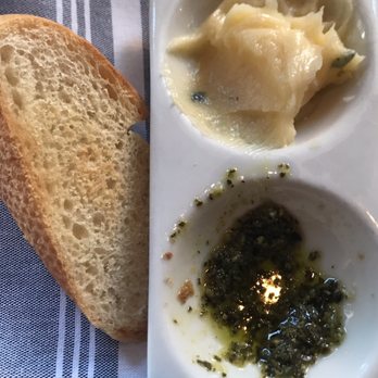 The Prescott - Part of the bread service. Pesto Oil and Sorghum Butter are standard. Yum! - Diners Near Me - Kernersville, North Carolina