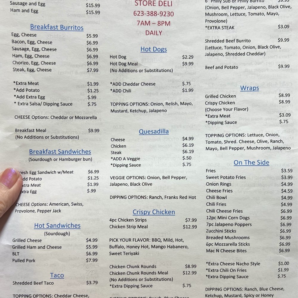 Deli menu Deli menu
