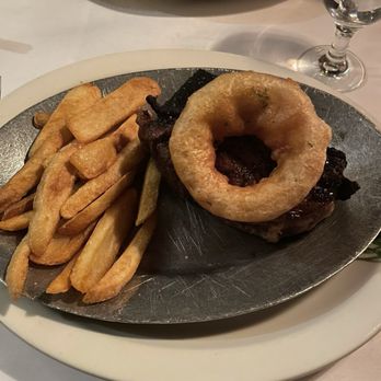 Tornado Steak House - Fries. House cut steak - believe bone in fillet. Onion ring. - Steakhouses Near Me - Madison, Wisconsin