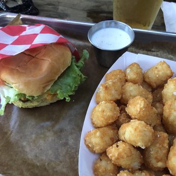 FM Kitchen & Bar - FM Burger and tater tots. The burger was decent but the tots were perfectly crispy. - Bars Near Me - Houston, Texas FM Kitchen & Bar - FM Burger and tater tots. The burger was decent but the tots were perfectly crispy. - Bars Near Me - Houston, Texas